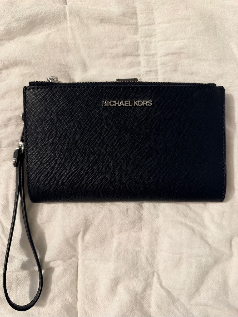 Michael Kors Black Saffiano Wristlet Clutch with Wrist Strap